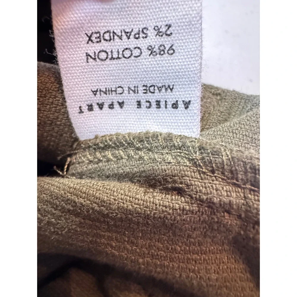 APIECE APART Slim Martson Corduroy‎ Pants High Waisted Olive Green Sz 4 Academia